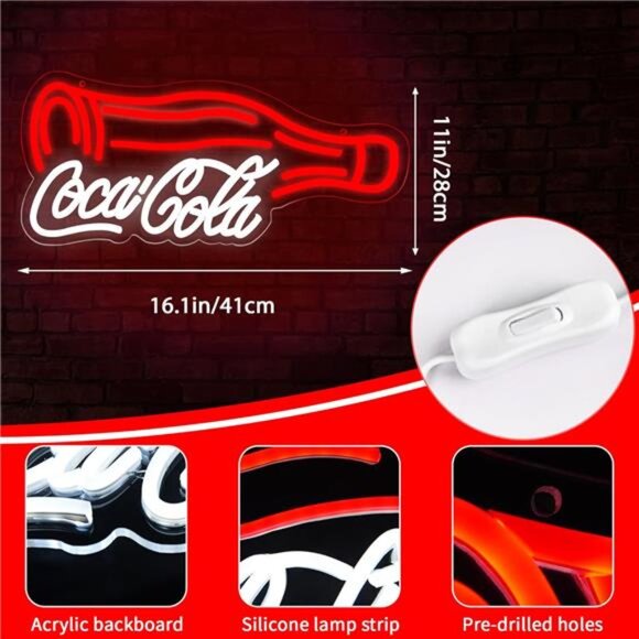 Coca Cola LED Neon Sign Coke Wall Decor Light Bedroom Business Man Cave Store NW - Picture 3 of 7